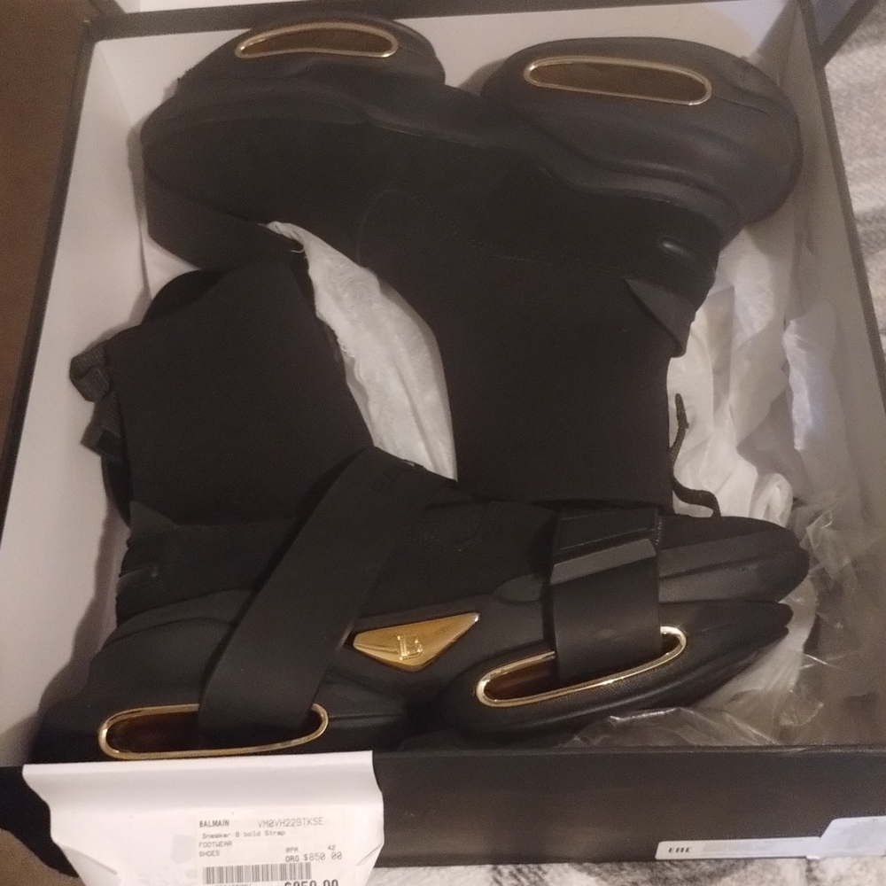 Balmain Black and Gold Ankle Boots